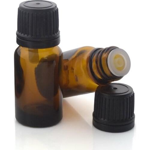 24pcs 1/3 Oz 10ml Empty Amber Glass Bottle Vials with Euro Dropper Black Tamper Evident Cap for Essential Oils Aromatherapy