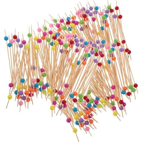 300 Pack Acrylic Beads Bamboo Food Picks Wedding Christmas Cocktail Sticks