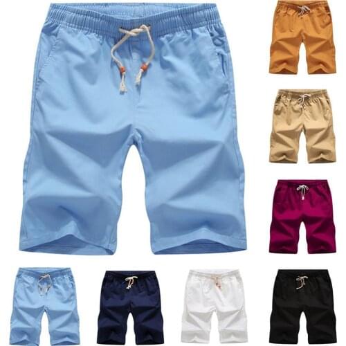 50% Hot Sale Casual Men Plus Size Summer Shorts Solid Color Linen Drawstring Fifth Pants