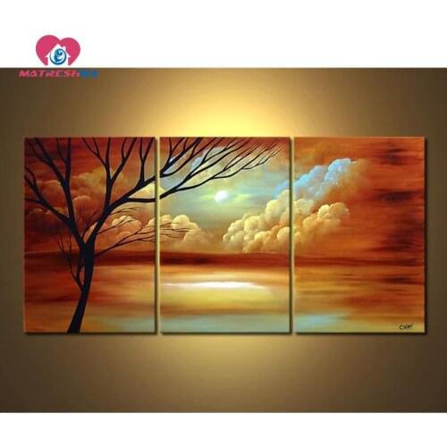 Diamond embroidery landscape triptych Painting rhinestones diamond needlework Mosaic drawings Painting rhinestones hobi foamiran