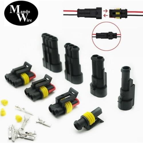 MandoWire Automotive Waterproof Connectors 1/2/3/4 Pin 26 Sets Car Electrical Wire Connector Plug 300V 12A Drop Shopping