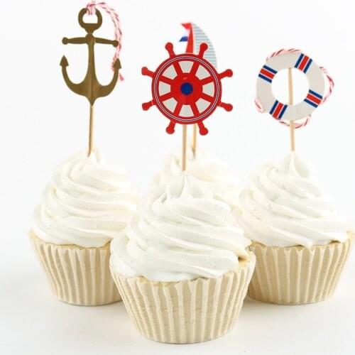Cake toppers paper ocean style cards banner for fruit Cupcake Wrapper Baking Cup birthday tea party wedding decor baby shower