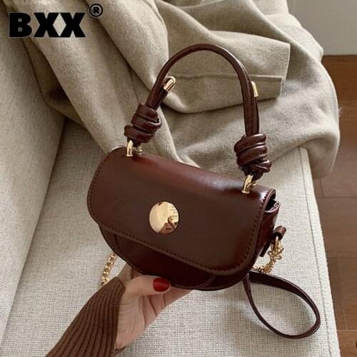[BXX] Solid Color PU Leather Chain Crossbody Bags For Women 2021 Spring New High Quality Shoulder Bag Lady Travel Handbags HK746