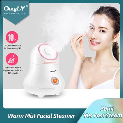 CkeyiN Ultrasonic Warm Mist Facial Steamer Nano Mist Sprayer Facial Skin Hydrating Pore Deep Moisturizing Cleansing Sprayer 70ml