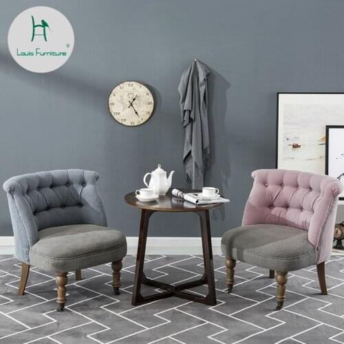 Louis Fashion Living Room Sofas American Style Balcony Furniture Simple Modern Single Leisure Bedroom Solid Wood Sofa