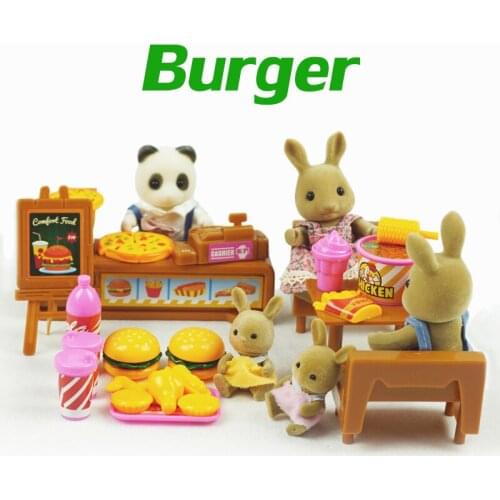 DIY Set Childrens Birthday Toy Gift 1/12 Rabbit Forest Animal Family Burger Shop Set Little Bear Rabbit Toy Furniture