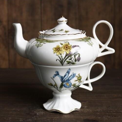 European limited edition high end one pot one cup French elegant Narcissus Teapot Set