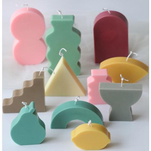 2020 New geometric shape candle mould Simple line shape wax model home decoration Round pear shaped candle silicone mold