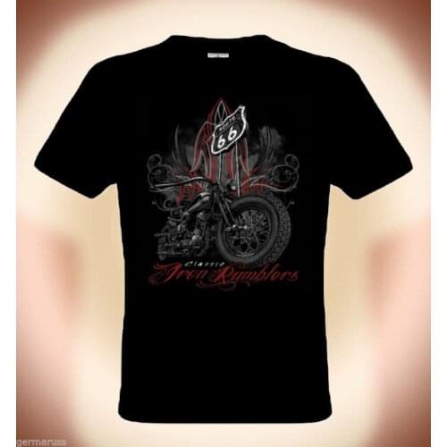 2019 Summer MenS Men High Quality Tees Biker T-Shirt: Classic Iron Rumblers Route 66Nerd T Shirts