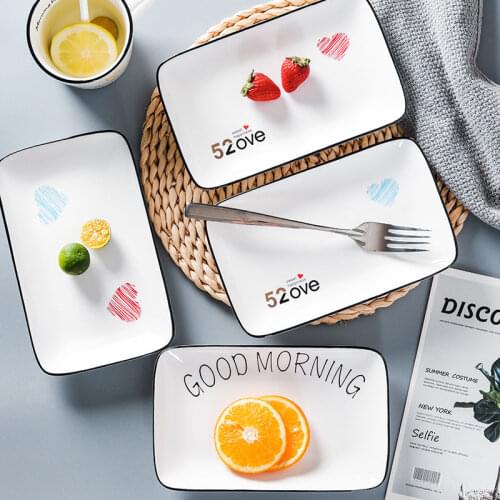 INS Rectangular Flamingo Ceramic Storage Trays Dessert Tray Breakfast Plate Snack Fruit Plate Tray Home Decorative Organizer