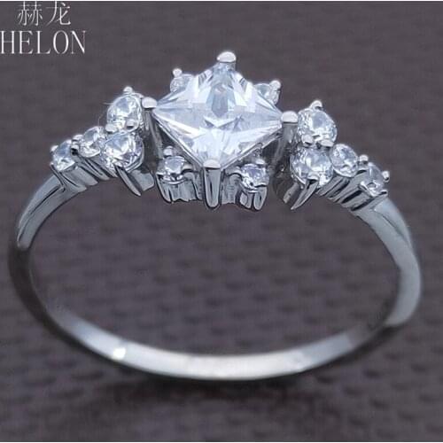 HELON AAA Graded Cubic Zirconia Ring Sterling Silver 925 Engagement Wedding Women Trendy Fine Jewelry Elegant unique Gift Ring