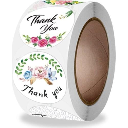 100-500pcs Thank You Round Sticker Scrapbook Envelope Seal Sticker Gift Flower Decoration Stationery Label Sticker