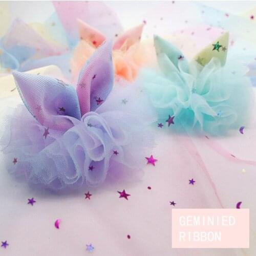 10yards Rainbow Color Shiny Star Heart Mesh Sequin Ribbon Farbic For Girls Hair Diy Sewing Accessories Hairbow