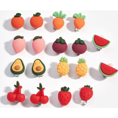 Summer Cute Exquisite Korean Fashion Earrings Jewelry Ladies Girls Womens Alloy Peach Fruits Charm Ear Cuffs