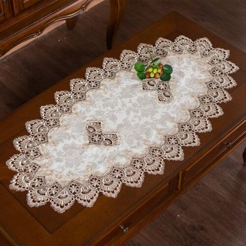 European-style Furniture Hotel Restaurant Decoration Cover Modern Minimalist Brocade Embroidery Border Oval Tablecloth Table