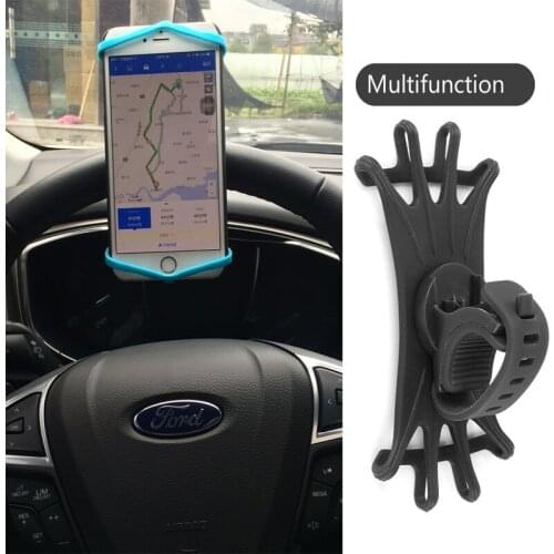 Multi-function Colorful Mobile Phone Stand & Holder Rearview Mirror Steering Wheel Silicone Phone Holder For Iphone7 Samsung S8
