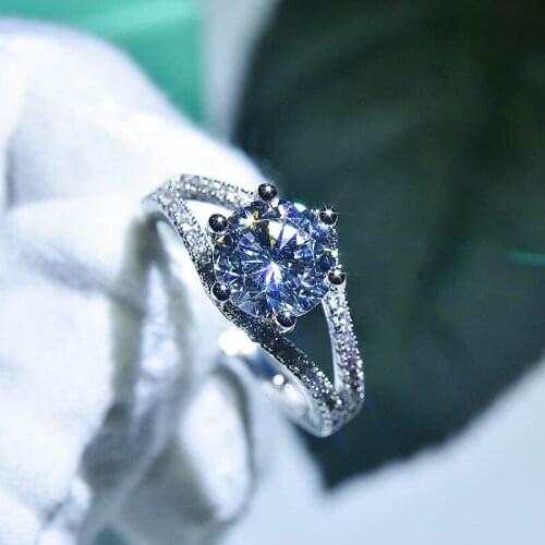 New Fashion Adjustable Jewelry Double Deck Inlay Round Zircon Silvery Rings For Women Luxury Charm Wedding Ring Eternal Gifts