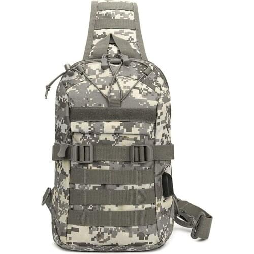 Mens bag with USB Charging Chest Bag Military Sling Backpack Wear-Resistant Cycling Camping Backpack