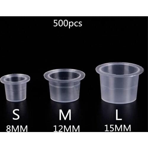 500/1000 PCS Plastic Disposable Microblading Tattoo Ink Cups S/M/L Permanent Makeup Pigment Clear Holder Container Cap