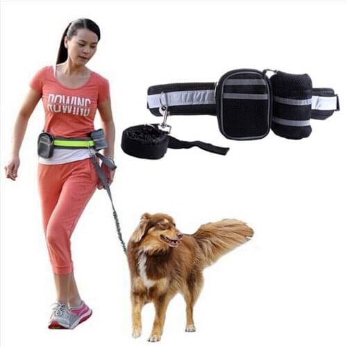 Pet dog leash running jogging puppy dog lead collar sport Dog Lead Collar Sport Walking Leash Fitness Harness Traction Hand Free