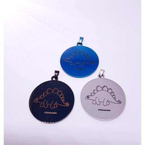 Lucky Geometry stainless steel Chinese animal Zodiac Sign Pendant Necklace Ancient creatures dinosaurs Men Women gift Jewelry