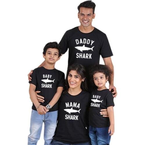 Family Matching Clothes Boys Clothes Mommy And Me Clothes Shark Dad Short Sleeve T-Shirt Shark T-Shirt Summer Shark T-Shirt