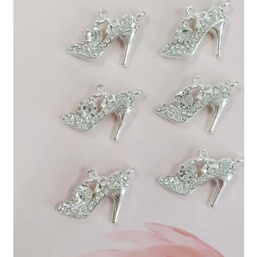 Bling Bling High-heeled Shoes Shaped Jewelry Charms Pendant Crystal Diy Jewelry Making Components Wholesale Price