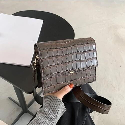Stone Pattern Crossbody Bag Female PU Leather Shoulder Bag Vintage Small Square Bag Designer Lady Messenger Bag Fashion Handbag