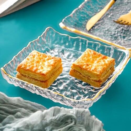 Japanese Style Irregular Hammer Pattern Phnom Penh Glass Plate Creative Ice Dew Fruit Salad Sushi Plate Tableware
