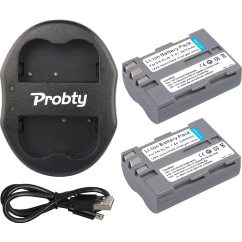 PROBTY 2pcs EN-EL3E en-el3e Battery + USB Dual Charger For Nikon D70 D70S D80 D90 D100 D200 D300 D300S D700 Camera