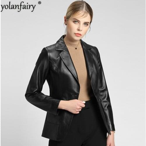 2020 New Womens Leather Jacket 100% Sheepskin Coat Slim Fit Genuine Leather Jackets Short Blazer Leather Coat Women 7075 KJ3167