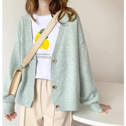 Brandy Melville Tops Sweater 2021 New Womens Cardigan Knitwear Korean Short Loose Sweater Jacket