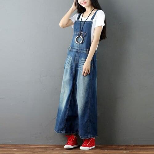 Women Denim Strap Dress Bleached Loose Casual Scratched Dress Ladies Fashion Casual Dresses Denim