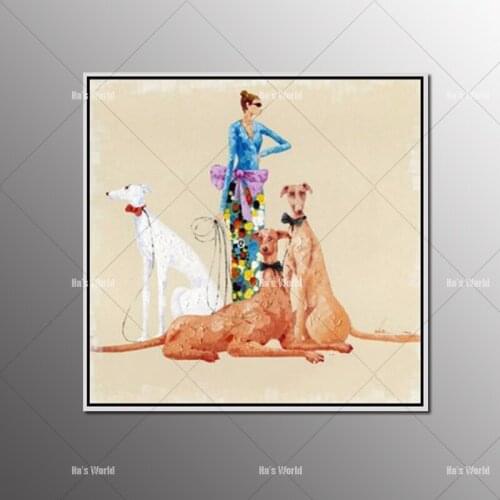 1 pcs Canvas oil Painting Abstract Beauty and dog oil painting home Decorative Modern Wall Picture Wall Art Home Decor No Frame