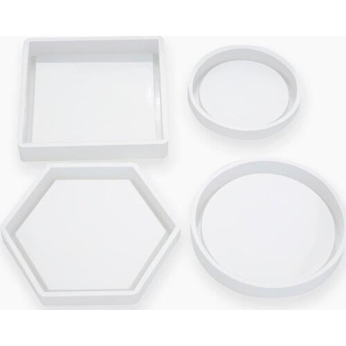 1pc New DIY Geometric Coaster Resin Mold Silicone Round Square Hexagon Coaster DIY Resin Casting Epoxy Mould Jewelry Tools