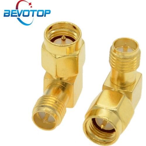 10 PCS/lot Gold Plated SMA Male to RP-SMA Female Right Angle Adapter for WIFI Antenna / FPV Coaxial RF Connector 90 Degree