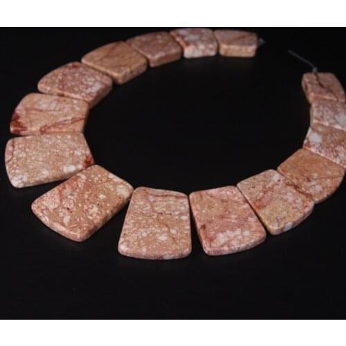 15pcs Top Drilled Brown White Ocean Sediment Jaspers Trapezoid Slab Beads,Emperor Stone Graduated Necklaces Trendy Jewelry Mking