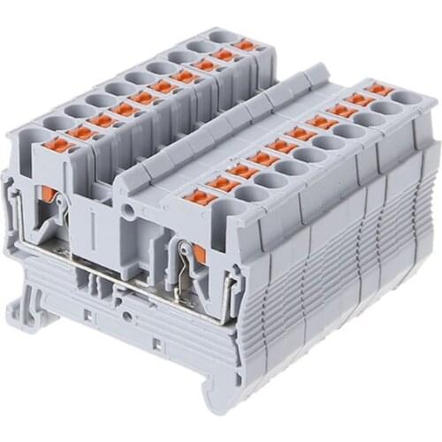 2020 New 10pcs/set PT 2.5 Push-In Din Rail Mounted Terminal Blocks Spring Screwless Feed Through Electrical Components And Parts