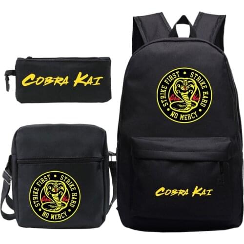 3 Pcs Set Cobra Kai Backpack Children School Bags Casual Bagpacks Prints Knapsack for Teenagers Girls Boys Travel Bagpacks