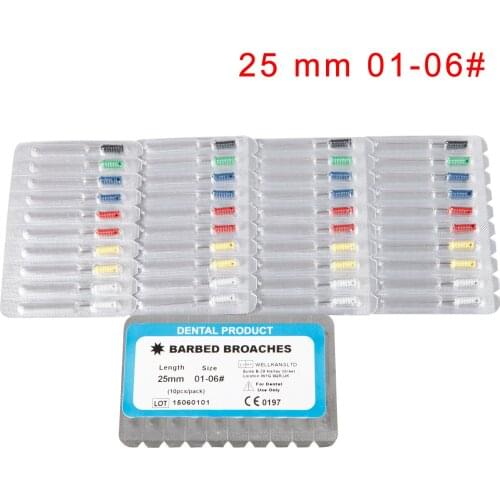 5/10Packs Dental Endodontic Hand Files Barbed Broaches 01-06# Stainless Steel Material