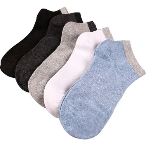 5 pairs/ lot men socks summer/autumn High quality cotton Solid fashion Mens socks boat socks for men
