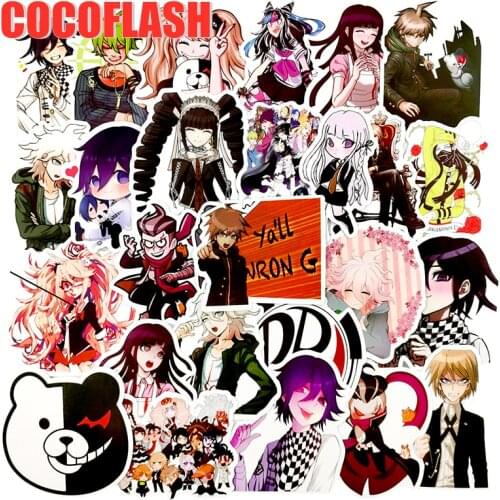 10/50Pcs/set Game Danganronpa Anime Stickers Metal Decal Sticker For Laptop Skateboard Phone Car Book Desk DIY Toy Sticker