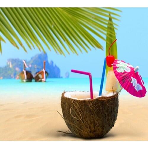 5x7ft Holiday Coconut Sea Beach Photography Backdrops Photo Props Studio Background