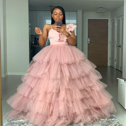 Ball Gown Puffy Long Tulle Skirts юбки Ruffled Tiered Floor Length Women Birthday Skirt For Photo Shoot For Girls