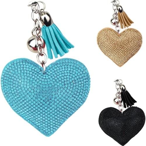 2019 New Faux Leather Velvet Love Heart Pendant Car Key Chain Holder Bag Hanging Ornament Key Rings/Key Chain/Key Holder Gift lo