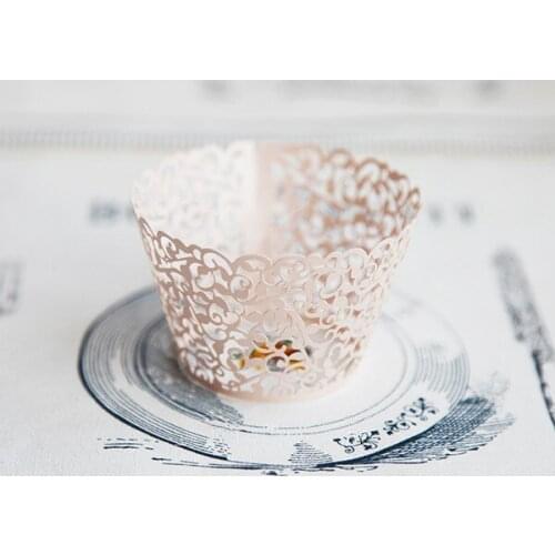 Free Shipping rose gold lace fancy flower wedding cupcake wrappers color paper cupcakes cup cake baking cups wrapper