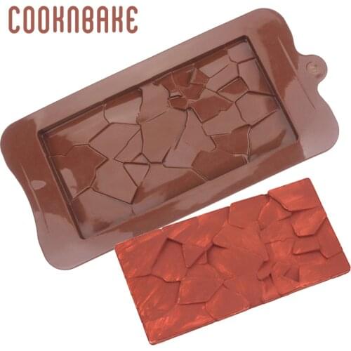 COOKNBAKE Silicone Mould for Chocolate Bar Rectangle Break Apart Candy Protein Energy Bar Mold Broken Glass Shaped
