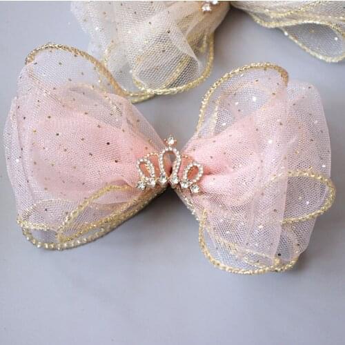Korean Childrens New Hair Girls Point Mesh Crown Princess Sweet Bow Hairpin Princess Girls Hair Accessories