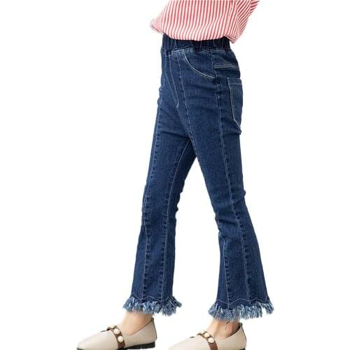 Spring Autumn New Kids Baby Girls Flare Jeans Trousers Children Fashion Clothing Teenage Girls Denim Tassel Bell-bottom Pants