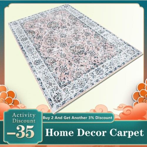 European Retro Rugs Living Room Grey-Pink Floral Pattern Decor Bedroom Carpet Home Room Girl Room Area Floor Mat Non-Slip Rugs